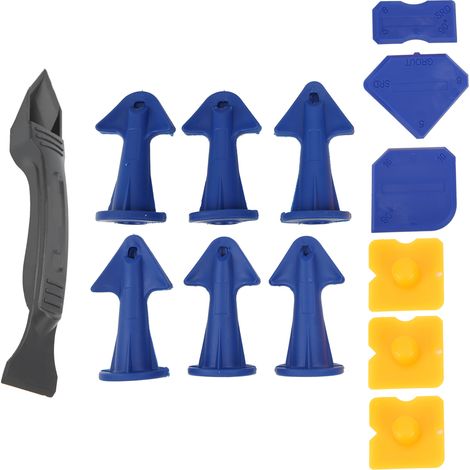 Ensemble de 13 outils de finition pour calfeutrage : grattoir en plastique, spatule, embouts en silicone, outils pour retirer la colle