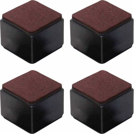 Lot de 4 rehausseurs de meubles autocollants en acier au carbone - 50 mm de hauteur pour lits, canapés, armoires - Carrés noirs, (1/5)