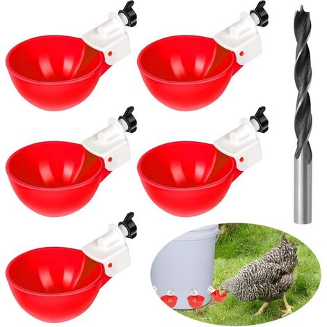 5 Pièce Abreuvoirs Automatiques Kit DIY Abreuvoir Poules Abreuvoir Poule avec scie à Trou de pour Poussins Canards Oies Dindes ou Lapins (1/4)