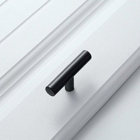 Set mit 20 T-förmigen Küchenschrankgriffen aus Edelstahl, schwarze Stangengriffe für Schubladen, inklusive Schrauben (1/3)