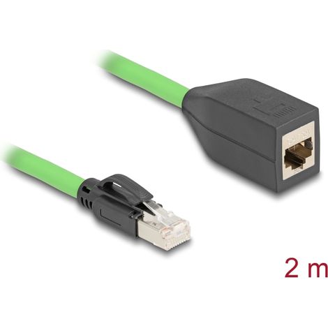 Delock Cable de extensiÃ³n de red RJ45 Cat.6A macho a hembra SF/UTP adecuado para cadenas de arrastre PUR (TPU) 2 m verde