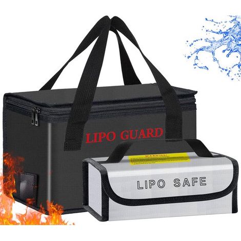 Bolsa ignífuga de doble capa para baterías – Para 2 baterías, apta para carga y almacenamiento. (1/2)
