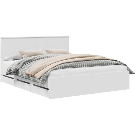 Bed Frame with Drawer White 160 x 200 cm Engineer Wood vidaXL