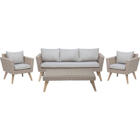 Garden Lounge Set with Table 5 Seater VITTORIA PE Rattan Grey