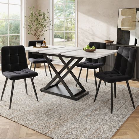 Table extensible 120-160 cm avec 4 chaises MDF métal OKMYHOME (1/5)