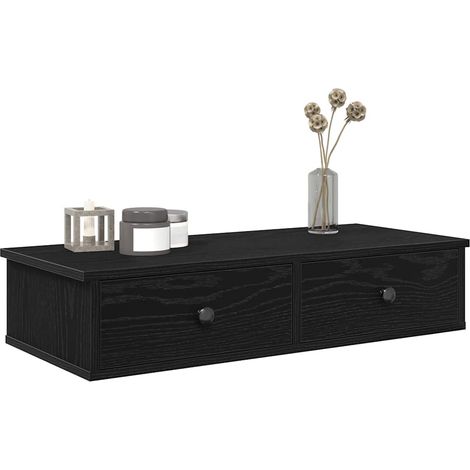 Wandregal mit Schubladen Schwarz 80x31x17 cm Holzwerkstoff