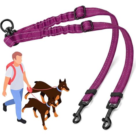 Double 2 Dog Lead, 360° Rotating, for Small, Medium and Large Dogs (1/5)