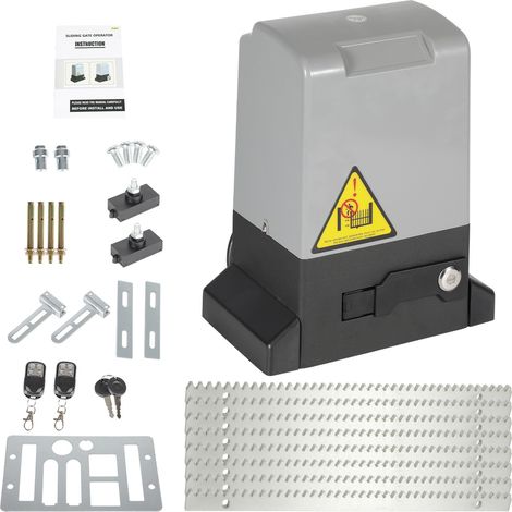 SWANEW 370W Sliding Gate Operator Kit Door Opener Peso 800kg Lunghezza massima 12m per anta Velocità 39 ft/min Con telecomando + chiave Piastra di base fissa Staffa di limite Sensore a infrarossi (1/5)