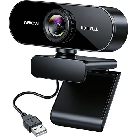 Webcam 1080P, Full HD Camera PC avec Microphone, Web Cam USB Grand Angle 90 ° 30fps, Autofocus Micro Antibruit, Caméra USB Plug & Play pour Linux Youtube Streaming Skype Appel Vidéo Vidéoconférence