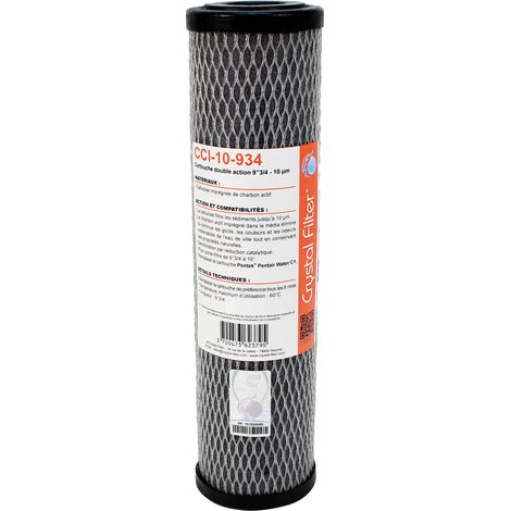 Cartouche CCI-10-934 double-action charbon actif imprégné - Cellulose 10µm - 9''3/4 - Crystal Filter® (1/5)