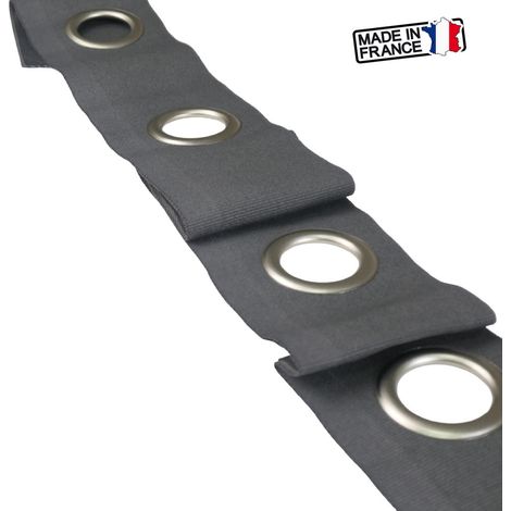 Bande à oeillet prêt à coudre vendu au mètre Coloris - BO Gris foncé, Vendre au mètre - 1 mètre