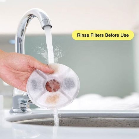Lot 6 filtres rechange fontaine eau chat, à charbon ronds pour fontaine automatique 2.4L acier inox (1/4)