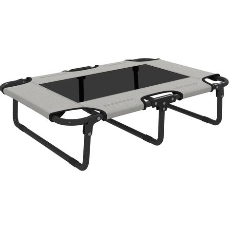 CHICFURN Cama elevada plegable para perro 75 x 51 x 18 cm gris claro para interior y exterior (1/5)