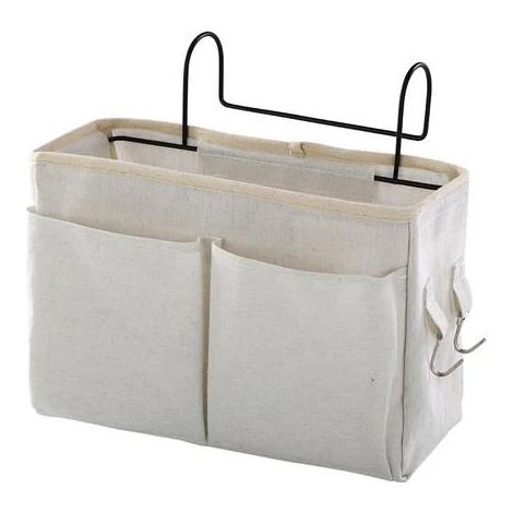 1 pièce (blanche) Poche de lit, étagère de lit en toile imperméable, panier de rangement suspendu, poche de lit pour la maison, le bureau ou l'école (1/5)