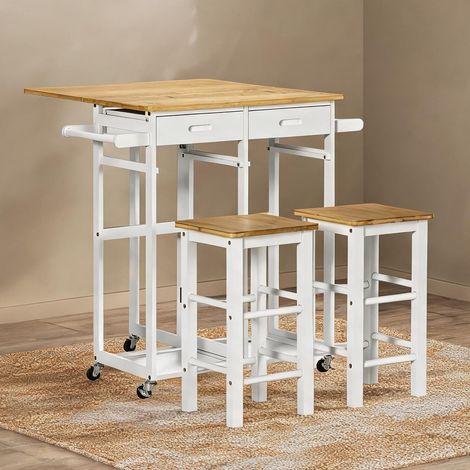 Mobilier de bar natural e Branco en bambu 86 x 75,5 x 83,5 cm (1/5)