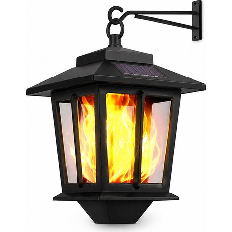 Lanterne Murale Solaire Vintage à Effet Flamme, Aluminium Moulé, Éclairage Extérieur, Unité (1/5)