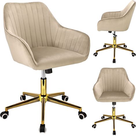 Elegante silla de oficina giratoria CORUM para la oficina, color beige, JUMIhome.