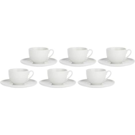 Set of 6 Corte Saucer Tea Cups - White, 200 ml