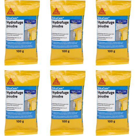 Set von 6 wasserabweisenden Zusatzmitteln für Beton und Mörtel SIKA SikaCem Hydrofuge Pulver - 100g