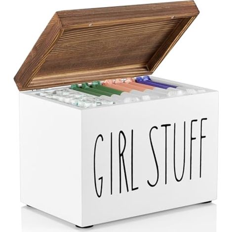DRASTAR Porte-tampons pour salle de bain, organiseur de produits féminins, étui de rangement avec couvercle à charnière, boîte de rangement pour tampons de la semaine des requins, boîte de rangement (1/5)