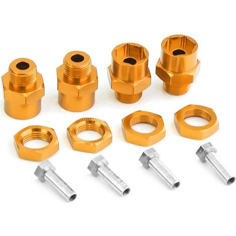 PièCes Adaptateur Hexagonal en MéTal 12 Mm à 17 Mm Moyeux Hexagonaux de Roue éCrous de Conversion D'Extension pour Voiture 1/10 RC, Jaune (1/2)