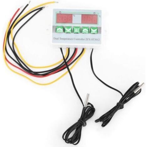 Régulateur de température, thermostat électronique programmable, double affichage numérique intelligent, sonde NTC, (sortie par interrupteur 24 V) (1/4)