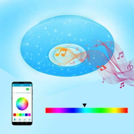 Plafonnier LED Musique Plafonnier Chambre, Effet Ciel Étoilé, avec Haut-parleur Bluetooth, Contrôle par Télécommande, Intensité Variable, 36 W