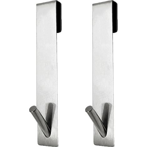 Shower Wall Hooks, 2 Pack Stainless Steel Shower Hooks, Glass Shower Wall, Silver Hanging Shower Hooks, Glass Wall Hooks with Padded Protection (1/3)