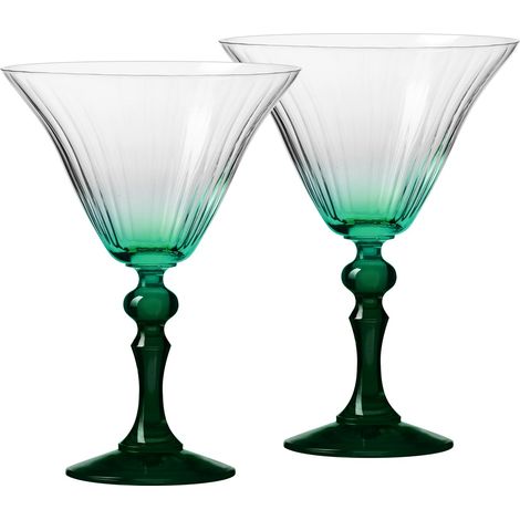 Verres à Martini Lot de 2, 170 ml, Pied Vert, Collection Bubble (1/5)