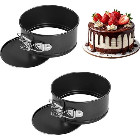 Lot de 2 Moule à gâteau, Rond, 12 cm, Antiadhésif, Fond amovible, Cuisson anniversaire (1/5)