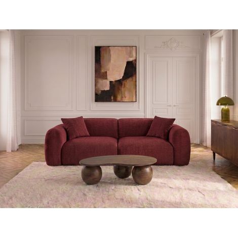 BOBOCHIC - Canapé droit fixe 3 places SIENA tissu chenille Rouge (1/5)