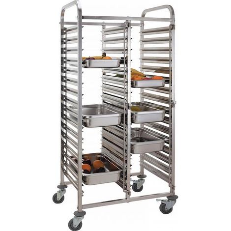 Chariot porte-plateaux double - 30 x GN 1/1 740x550x(H)1730 mm - Hendi