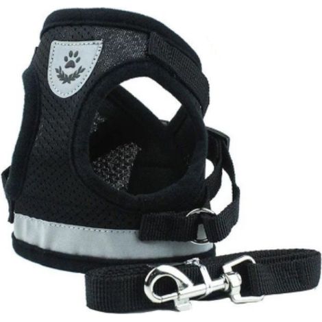 1 Arnés para gato, correa ajustable, malla transpirable, negro, talla S (1/5)
