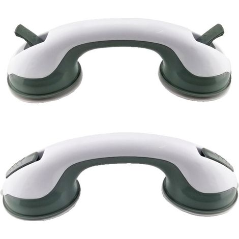 Barres d'appui pour salle de bain (lot de 2) avec ventouses 30 cm - poignée sûre, sans perçage, convient aux douches et baignoires - antidérapantes, adaptées aux personnes âgées et aux enfants, vertes (1/4)