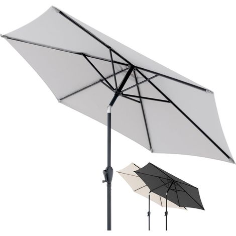 Parasol Jack Ø 250 cm, Gris clair, à manivelle, protection UV 50+ (1/5)