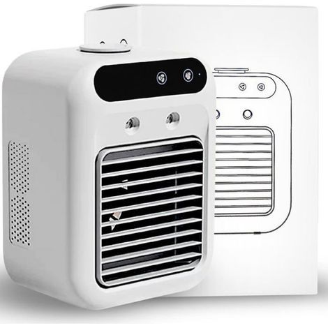 Mini climatiseur portable - - 25 W - Double brumisation - 2 vitesses de ventilation - Réservoir 500 ml
