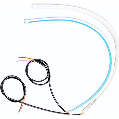 2x Bandeau LED Voiture 30cm Tube Souple Etanche Feu Avant Blanc Jaune Dynamique Sequentiel Silicone Semiconducteur 12V 6W (1/5)