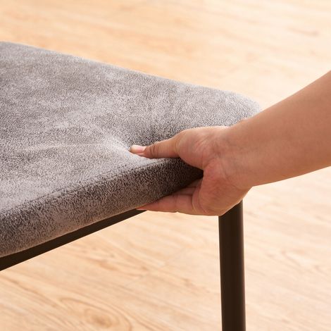 Jymtom – Lot de 6 chaises en tissu daim gris clair – Dossier capitonné ergonomique – Pieds en métal – Charge max 120 kg
