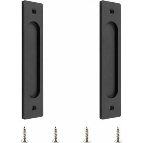 Ensemble de 2 portes coulissantes rectangulaires en verre portes d'armoires de cuisine portes coulissantes en acier inoxydable noir mat portes de grange coulissantes