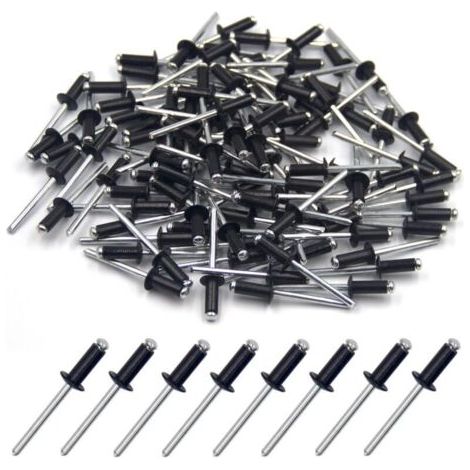 100 pieces of aluminum blind rivets 4.8 x 12 mm, open end rivets, pop rivets, 100 pieces (black) (1/3)