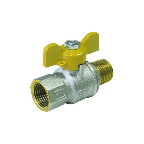 Tiemme - Valvola/Arresto A Sfera Gas Diritta Maschio/Femmina Da 3/4" Con Farfalla Gialla A Passaggio Totale Iso7/En10226