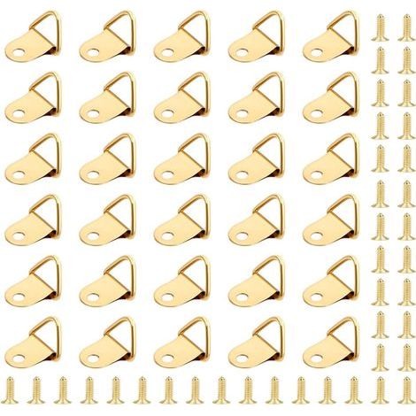 50 Pièces Crochet pour Cadre,Attache Tableau,Photo Anneaux Triangulaires Cadre,Support Murale Cintre avec 50 Pièces Vis Utilisé pour les Cadres Photo, Suspension de Décorations de Meubles (1/5)