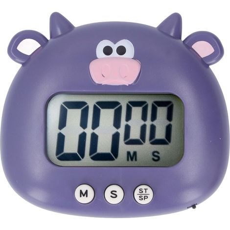 Minuteur de cuisine, minuteur numérique, horloge de cuisine avec support pour l'enseignement de la cuisine, vache violette