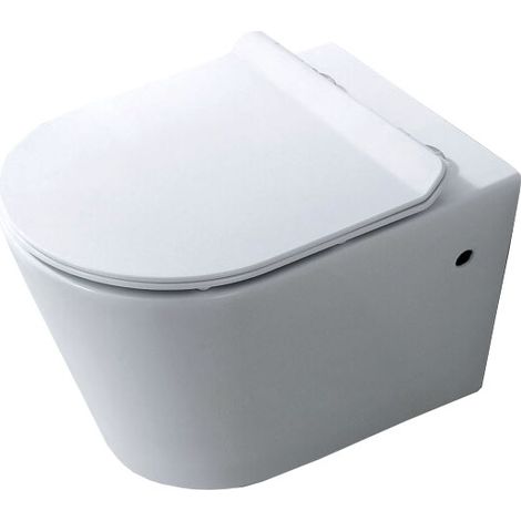 Cuvette Suspendue sans bride SINTRA - Blanc - Sortie Horizontale avec abattant slim soft close en Duroplast déclipsable - Bathco (1/3)