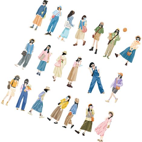 40 autocollants personnages fille à personnaliser pour scrapbooking, carnets, coques de téléphone, gourdes, etc. (1/5)