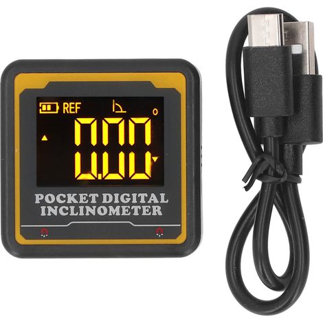 Nannigr Buscador de ángeles digital ultra pequeño nivel magnético, cubo de ángulo recargable, medidor de inglete de sierra de mesa, inclinómetro electrónico transportador de 4 x 90 grados, herramienta