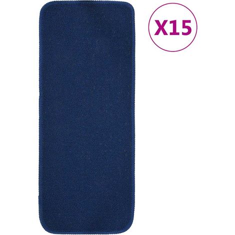 vidaXL Tapis d'escalier 15 pcs 60x25 cm Bleu marine Rectangulaire (1/4)