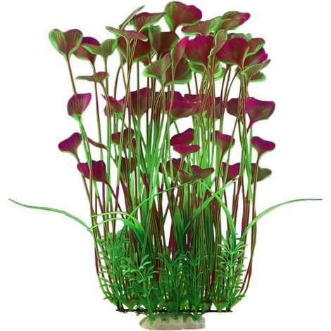 Grande Plante Aquarium Artificielle, Décoration Plastique Pour Aquarium,Plantes Fausse à Haute Imitation, Sans Toxique Couleur Vive Bordeau(Rouge Vin), 40cm de haut (1/5)