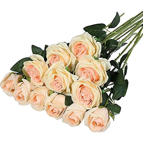 Bouquet de Roses Artificielles, Design Floral Élégant, Polyvalent pour Événements, Champagne (1/2)