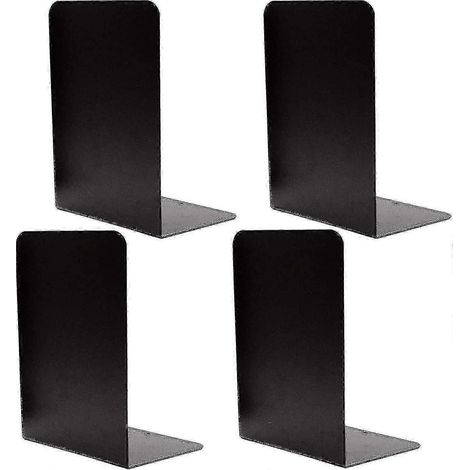Serre-livres décoratifs en métal adaptés aux livres lourds - 4 serre-livres noirs antidérapants (1/5)